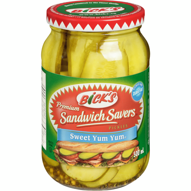 Bick'S Dill Pickles Yum & Yum Sandwich Savers - 12 Bottles, 500Ml Each - Stocked Cases
