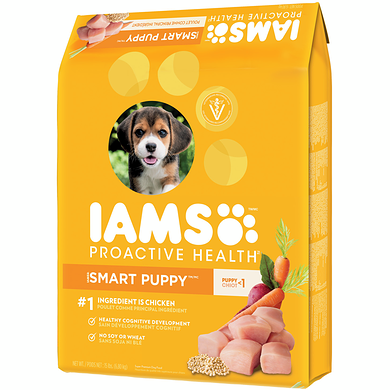 Iams Dry Dog Food Proactive Health Puppy Chicken & Whole Grain - 4 Packs, 3.18Kg Each - Stocked Cases