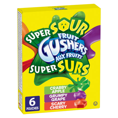 Betty Crocker Fruit Gushers Super Sour - 10 Packs, 138G Each - Stocked Cases