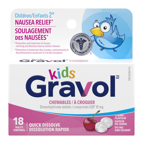 Gravol Kids Chew Quick Dissolve - 6 Packs, 18'S Each - Stocked Cases