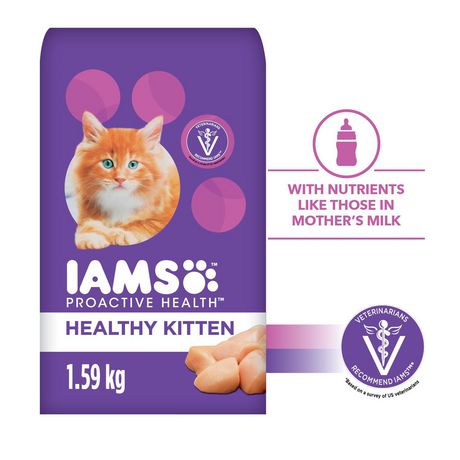 Iams Dry Cat Food Proactive Health Kitten - Chicken - 4 Packs, 1.59Kg Each - Stocked Cases