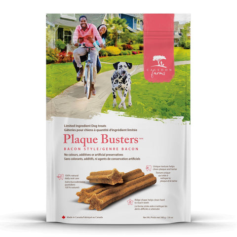Caledon Farms Dog Treats Plaque Busters Bacon - 4 Packs, 140G Each - Stocked Cases