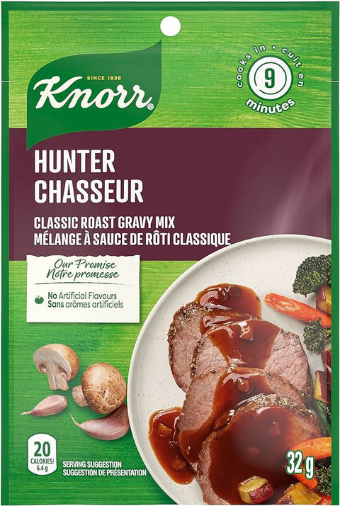 Knorr Classic Roast Gravy Mix Hunter - 24 Packs, 32G Each - Stocked Cases