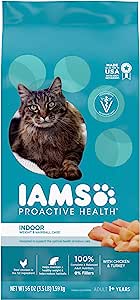 Iams Dry Cat Food Proactive Health Wght & Hrbl - Chicken & Turkey - 4 Packs, 1.59Kg Each - Stocked Cases