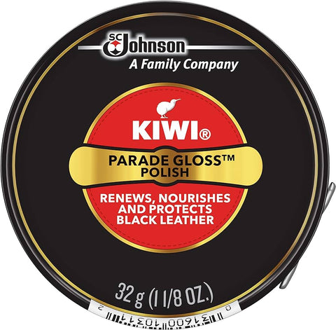 Kiwi Parade Gloss Shoe Polish Black - 12 Tins, 32G Each - Stocked Cases