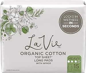 La Vie Organic Cotton Pads Long - 4 Packs, 15'S Each - Stocked Cases