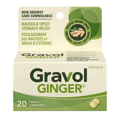 Gravol Natural Caplets Ginger - 6 Packs, 20'S Each - Stocked Cases