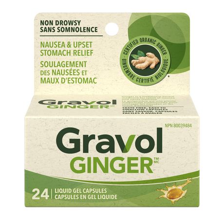 Gravol Liquid Gel Capsules Ginger - 6 Packs, 24'S Each - Stocked Cases