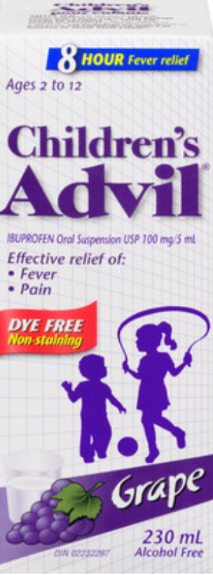 Advil Children'S Susp Dye-Free Grape (6X230Ml) - Stocked Cases