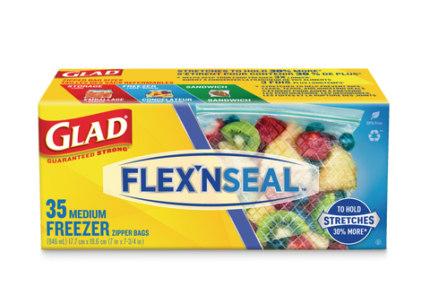 Glad Flex 'N Seal Medium Freezer Bags - 4 Packs, 35'S Each - Stocked Cases