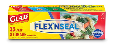 Glad Flex 'N Seal Large Storage Bags - 4 Packs, 35'S Each - Stocked Cases