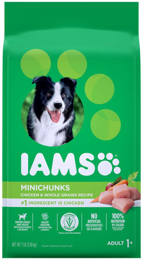 Iams Dry Dog Food Proactive Health Adult Chicken & Whole Grain - 4 Packs, 3.18Kg Each - Stocked Cases