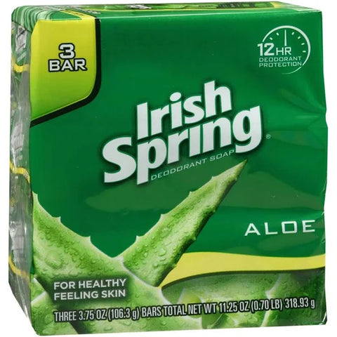 Irish Spring Bar Soap Aloe - 24 Bars, 3 X 90G Each - Stocked Cases