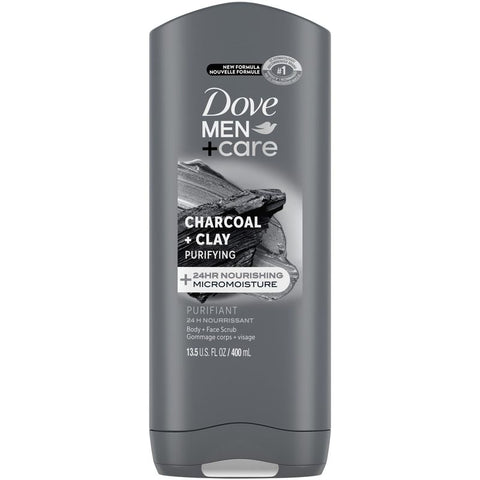 Dove Men Body Wash Charcoal & Clay - 6 Packs, 400Ml Each - Stocked Cases