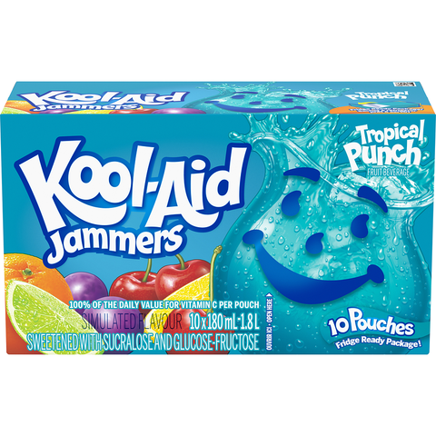 Kool-Aid Jammers Tropical Punch - 4 Pack - Stocked Cases