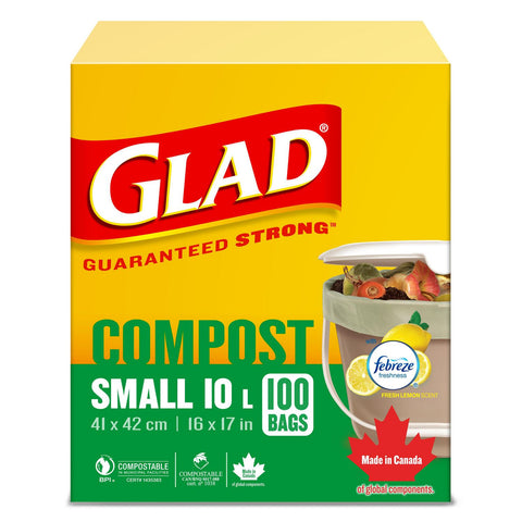 Glad Compostable Small Bags - 8 Boxes, 20 Bags Each - Stocked Cases